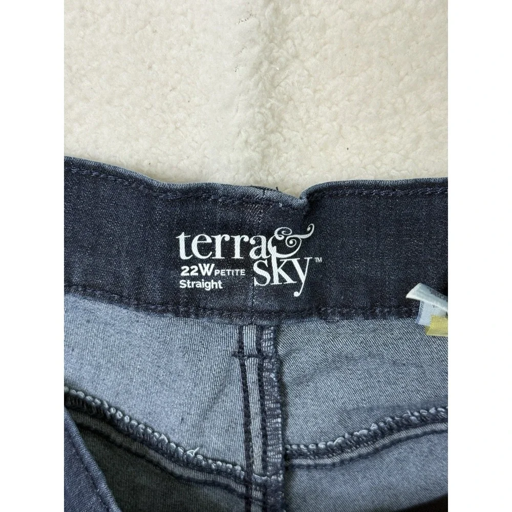 Terra and Sky Women's Denim Jeans Straight Dark Wash‎ Stretch 22W petite 42 x 27